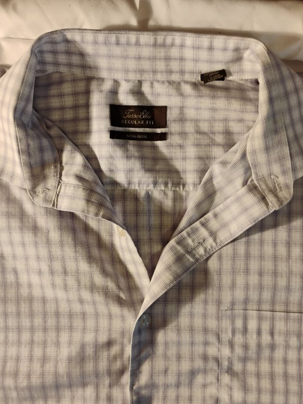 Tasso Elba | Purple & White Plaid French Cuff Dress Shirt | XXL | Like New